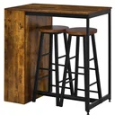 Bartisch-Set Stehtisch mit 2 Barhockern 3-teiliges Tischset Küchentresen mit 3-stufiges Seitenregal Industrie Design Sp