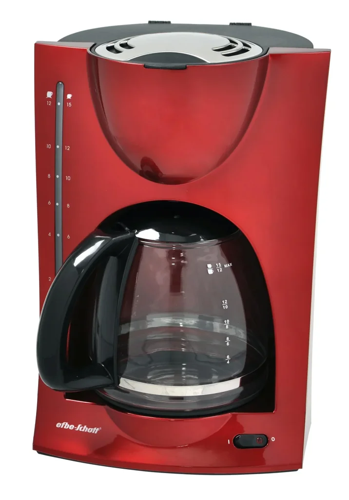 Design Kaffeeautomat mit Glaskanne in Metallic Rot TKG KA 1050 R
