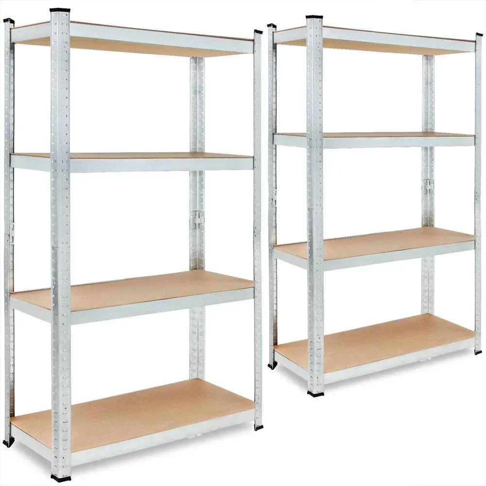 Metallregal mit 4 Fachböden - 700kg Kapazität - (HxBxT) 160x90x40 cm - 175kg pro Fachboden - 2 STUKS