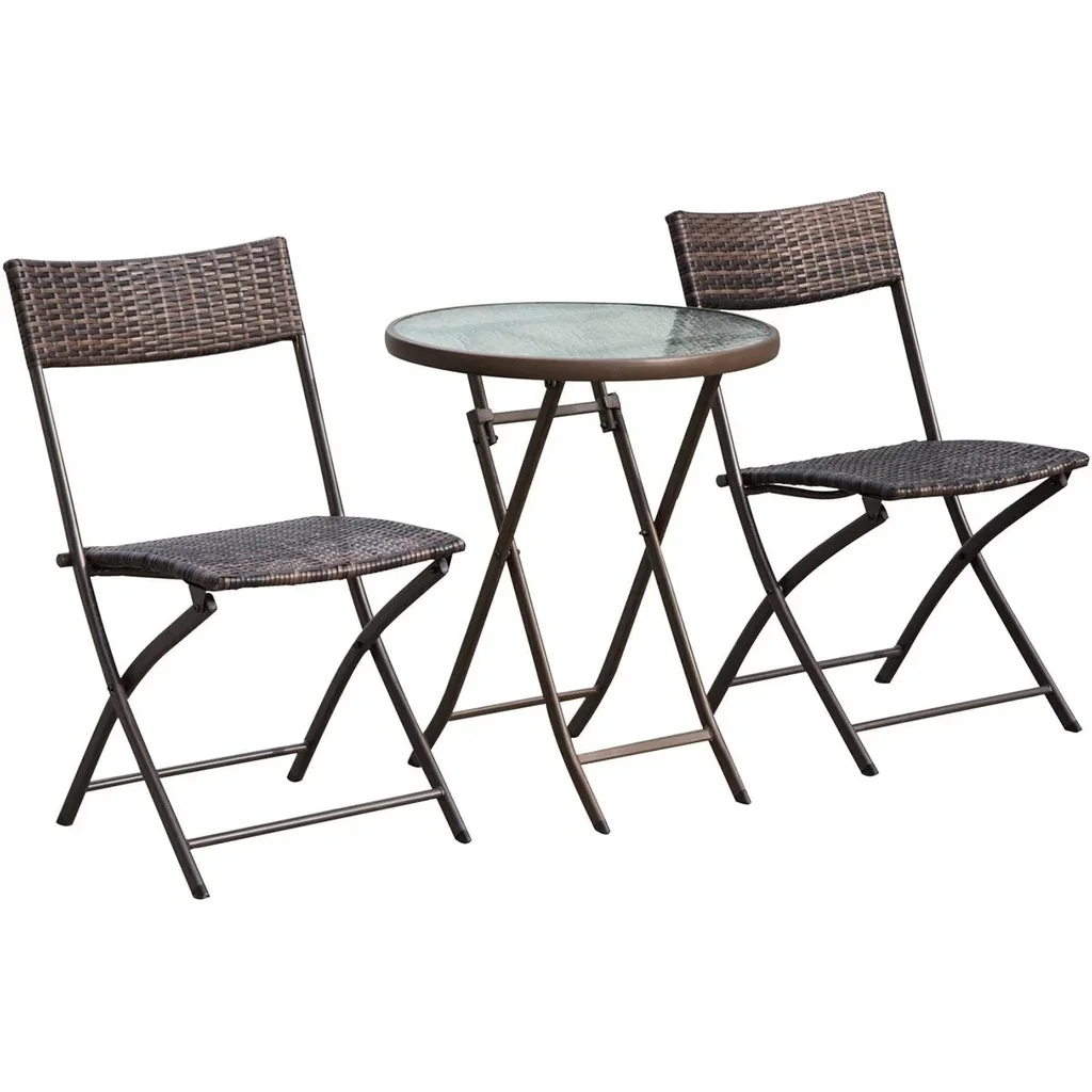 Polyrattan Bistroset für 2 Personen braun
