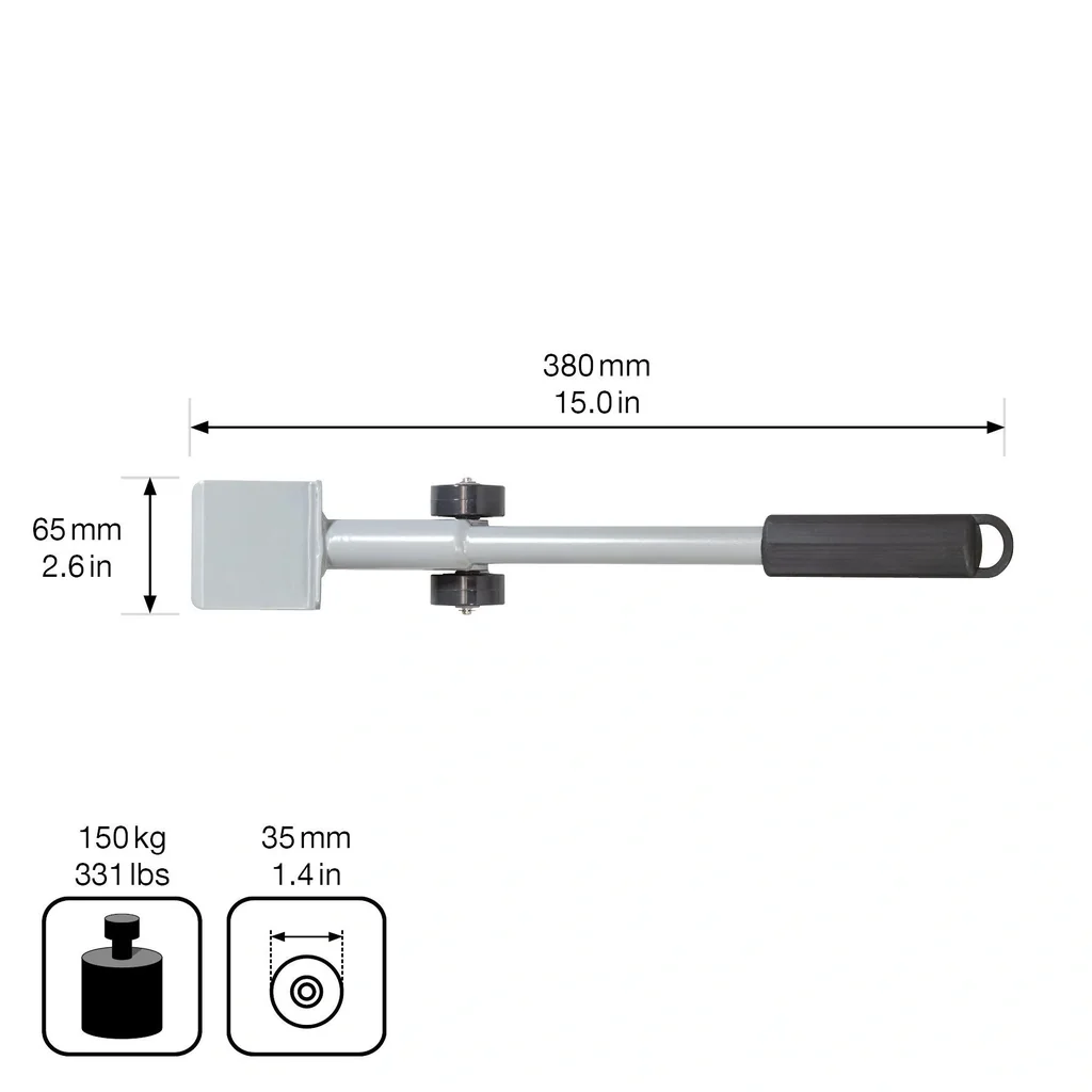 Transporthilfe MM 4121, 38 x 6,5 x 3,5 cm, softe Rollen Ø 40 mm, Möbelheber, Umzugshelfer, Stahl, Tragkraft 150 kg