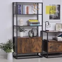 Bücherregal Standregal Büroregal Aktenregal Küchenregal 3 Regale mit 1 Schrank Industrie-Design E1 Spanplatte Metallrahm