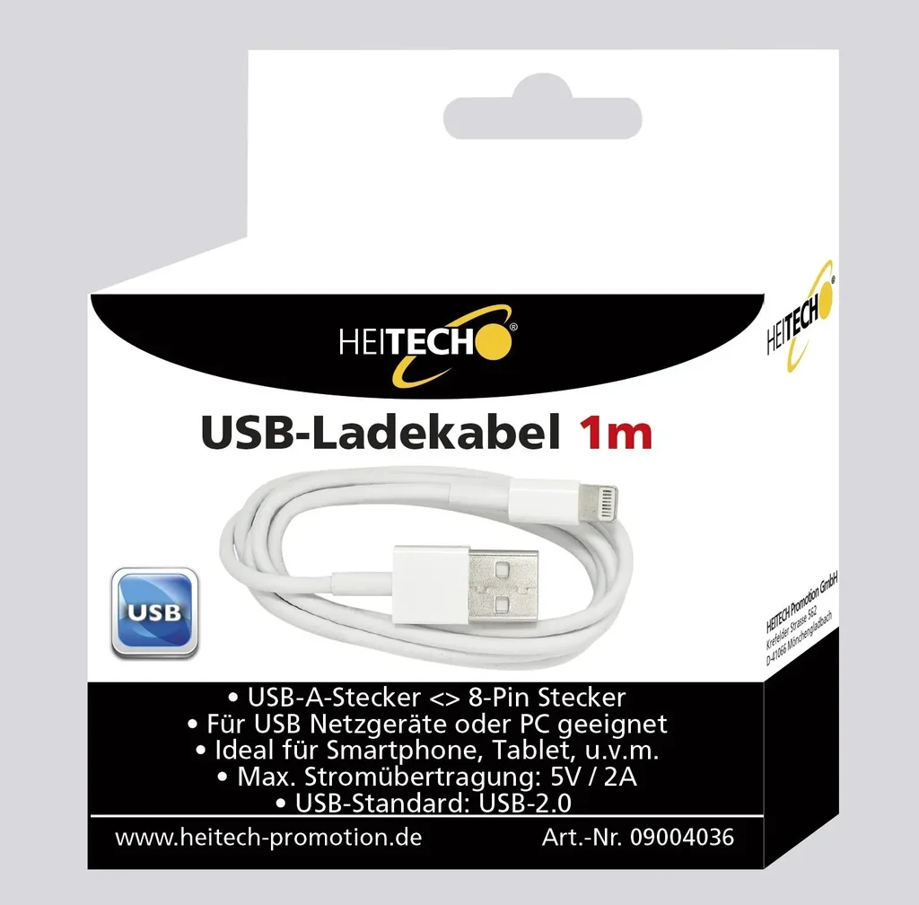 USB-Ladekabel 1m auf 8-Pin Stecker