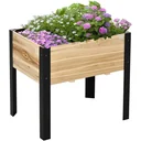 Hochbeet Pflanzkasten Blumenkasten Blumentopf Kräuterbeet mit Vliesstoff Massivholz Stahl Natur+Schwarz 80 x 60 x 74 cm