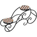 Blumentreppe Pflanzenregal 2 Ablagen Pflanzenständer Retro-Design Deko Metall 75L x 22 x 37,5 cm