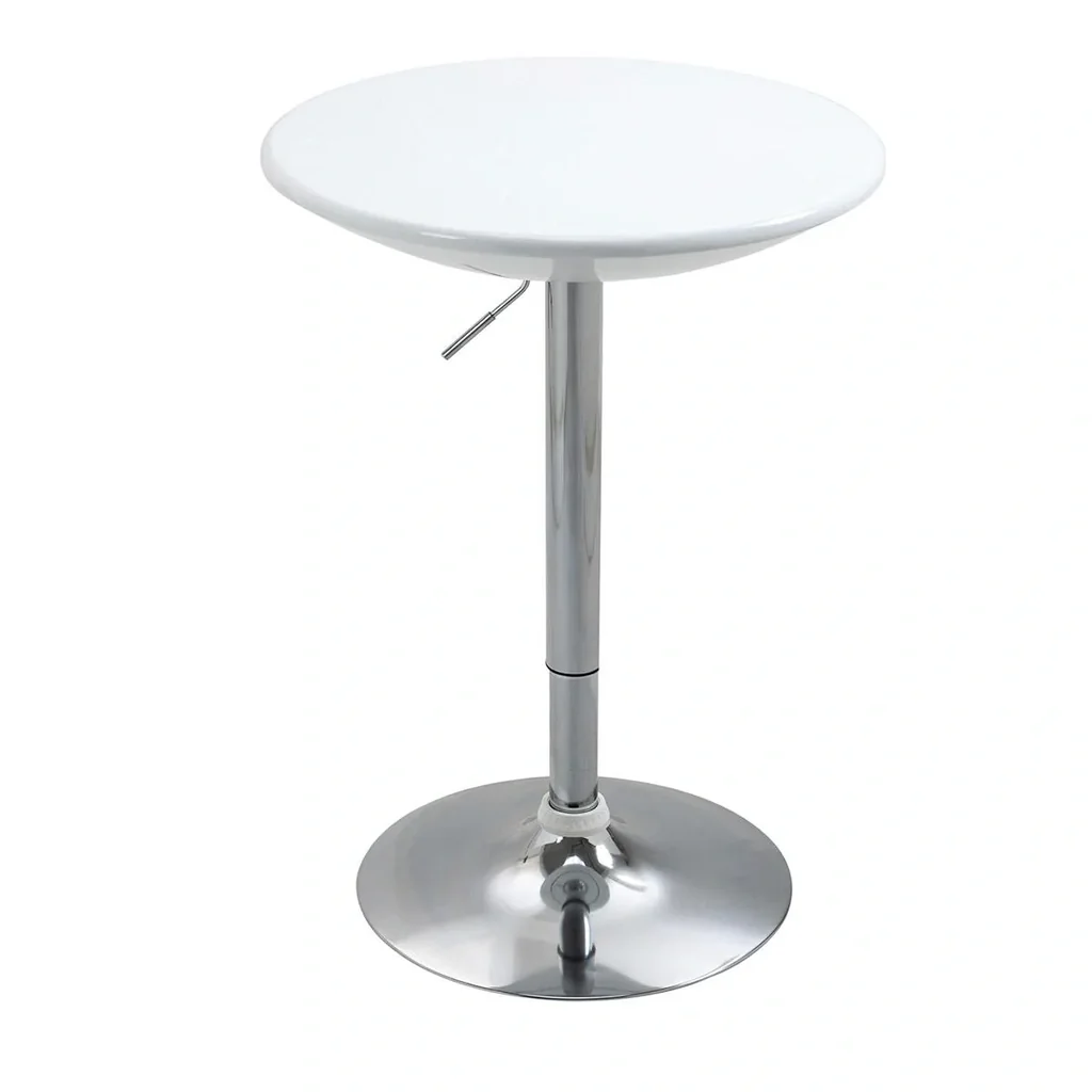 Bartisch moderner Esstisch Schreibtisch Höhenverstellung Metall ABS-Lackierung Weiß Ø61 x 76-97 cm