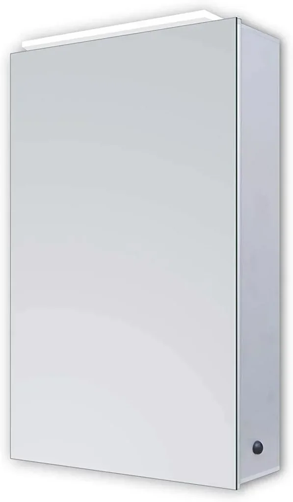 Spiegelschrank Bad mit Beleuchtung, "Mirage" - 40 x 60 cm - Lichtfarbe neutralweiß - Aluminiumkorpus