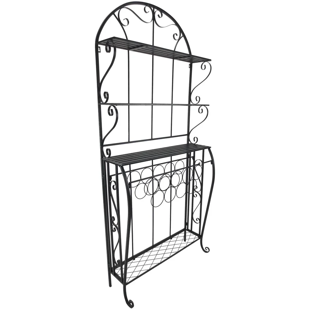 Weinregal Weinhalter Flaschenregal Standregal für 9 Flaschen Metall Schwarz 75 x 25 x 169 cm
