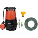 Tauchpumpe - 900W - 18000L/h MIT 15-Meter-Gartenschlauch inklusive Düse und Armaturen UND 1"-Hahn