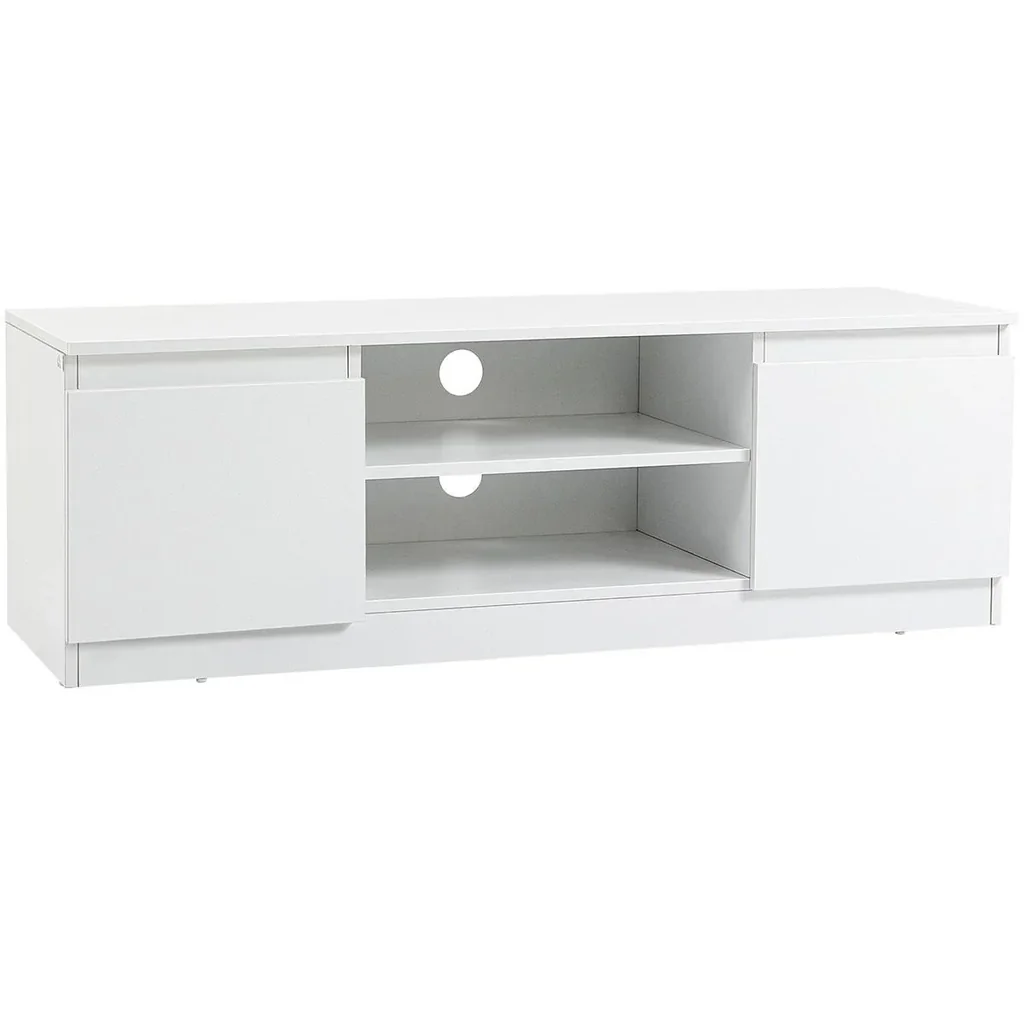 Moderner TV-Schrank mit 2 Fachböden & 2 Schränken, weiß, 120 x 39,5 x 40 cm