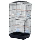 Vogelhaus Vogelkäfig Vogelvoliere für Papagei Wellensittich Vogelbauer mit ausnehmbarer Bodenschale Schwarz 47,5 x 36 x