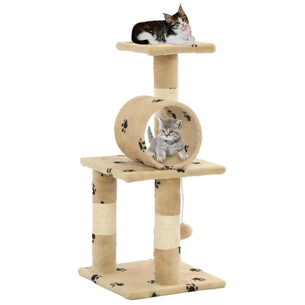 Sisal-Kratzbaum für Katzen 65 cm Fußabdrücke beige