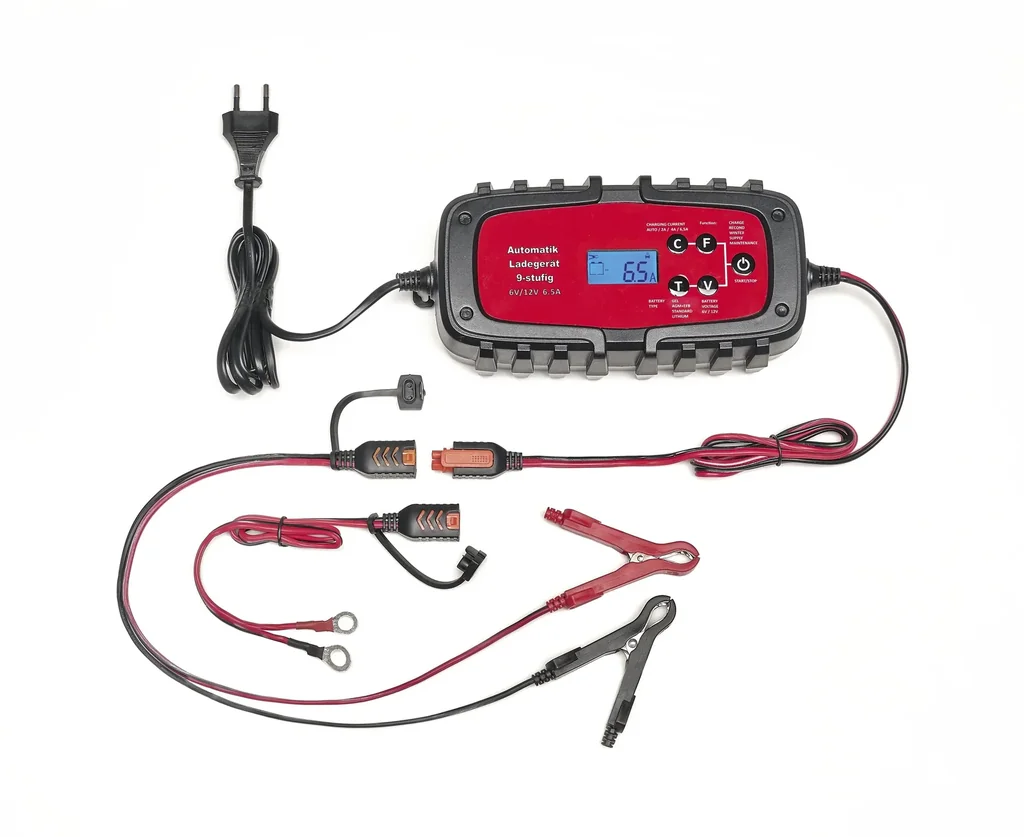 Batterieladegerät, 9-stufig - für Auto & Motorrad - 6,5 A, 6/12 Volt