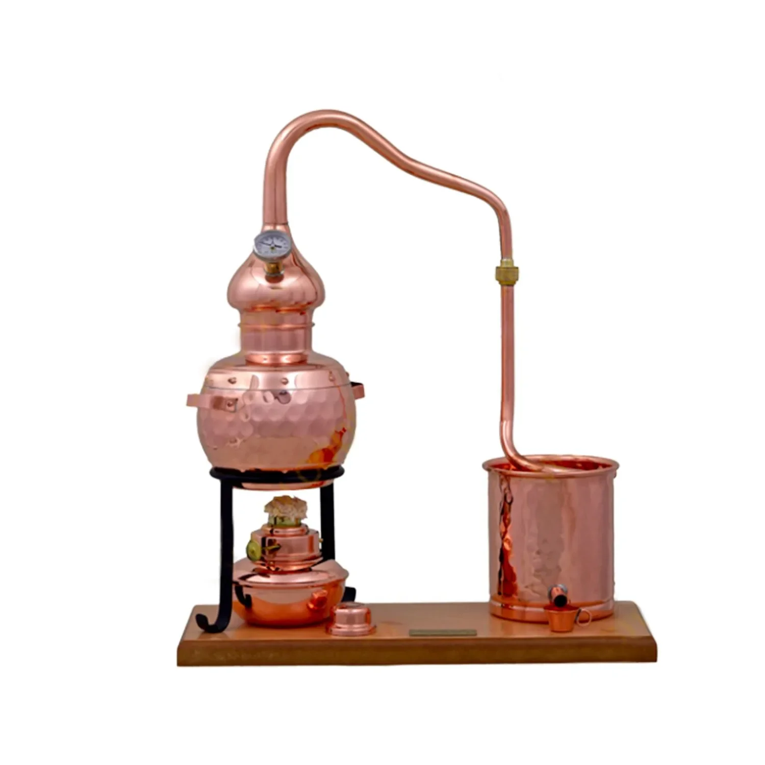 Destille, Destilliergerät, Destillationsapparatur - Alembic Set Premium, mit Spiritusbrenner und Thermometer, 0,7L