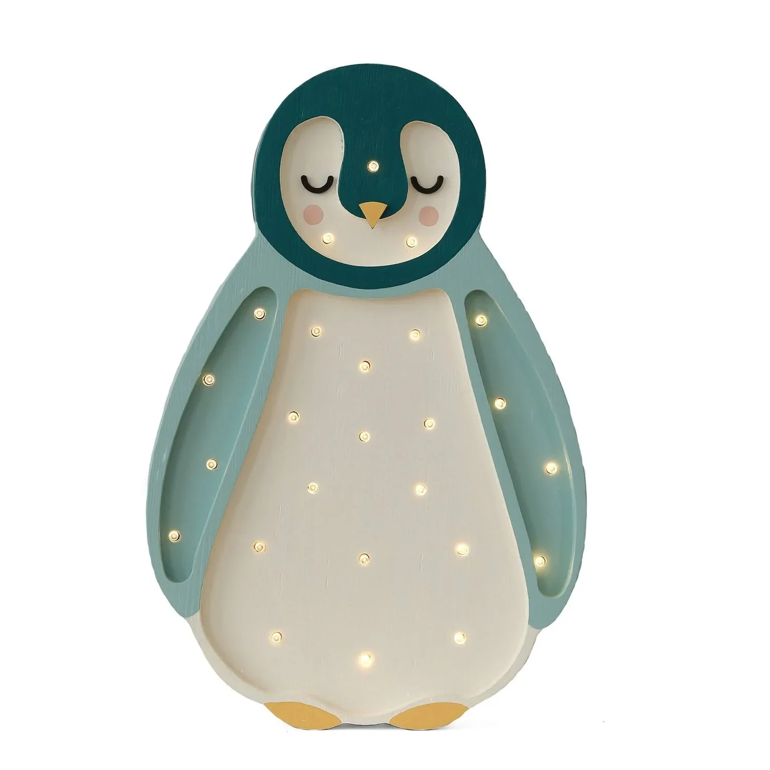 Little Lights Nachtlicht Kinder, Nachtlampe Pinguin - 100% Kiefernholz natur, Farbe: Türkisgrün