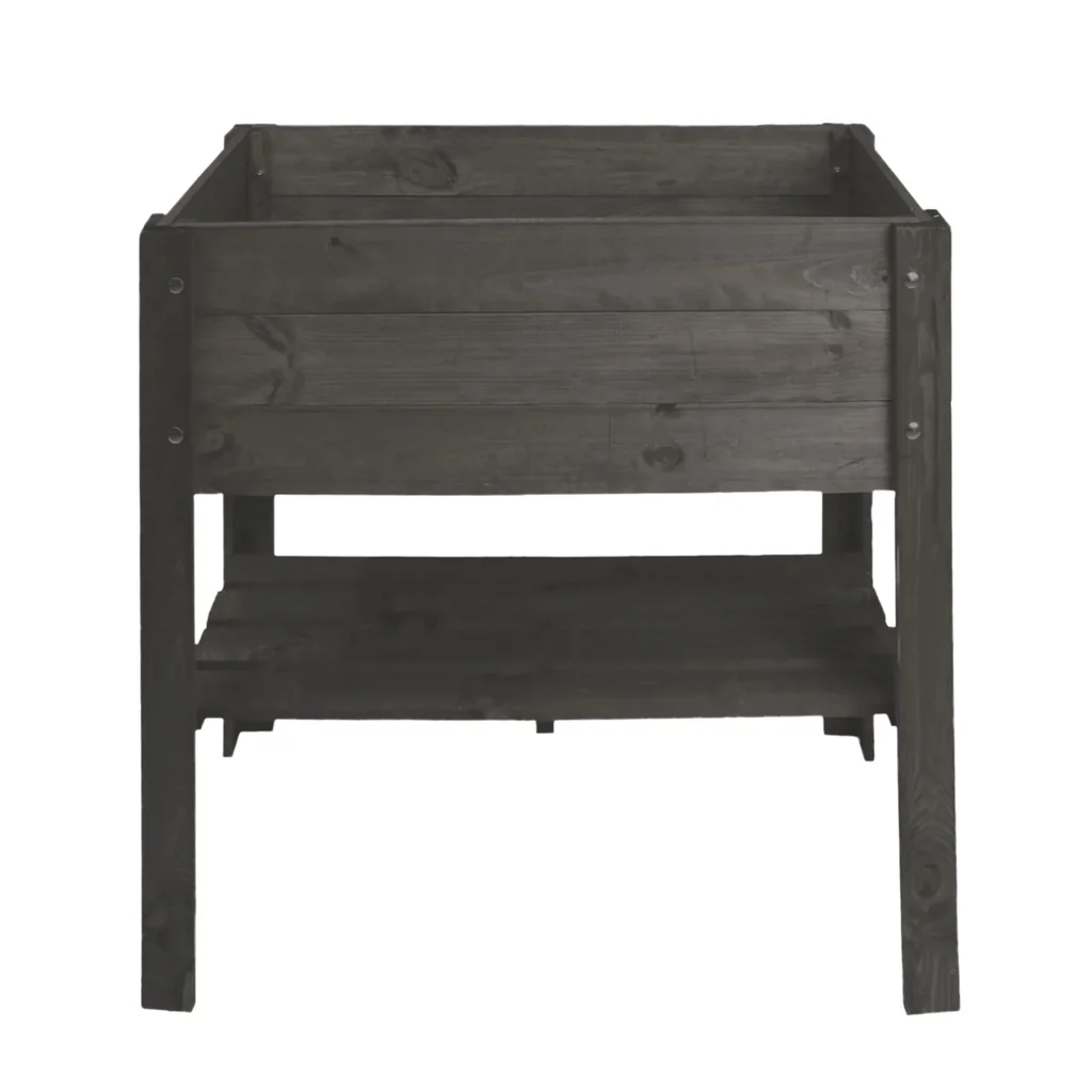 Hochbeet mit Ablage aus Holz - anthrazit