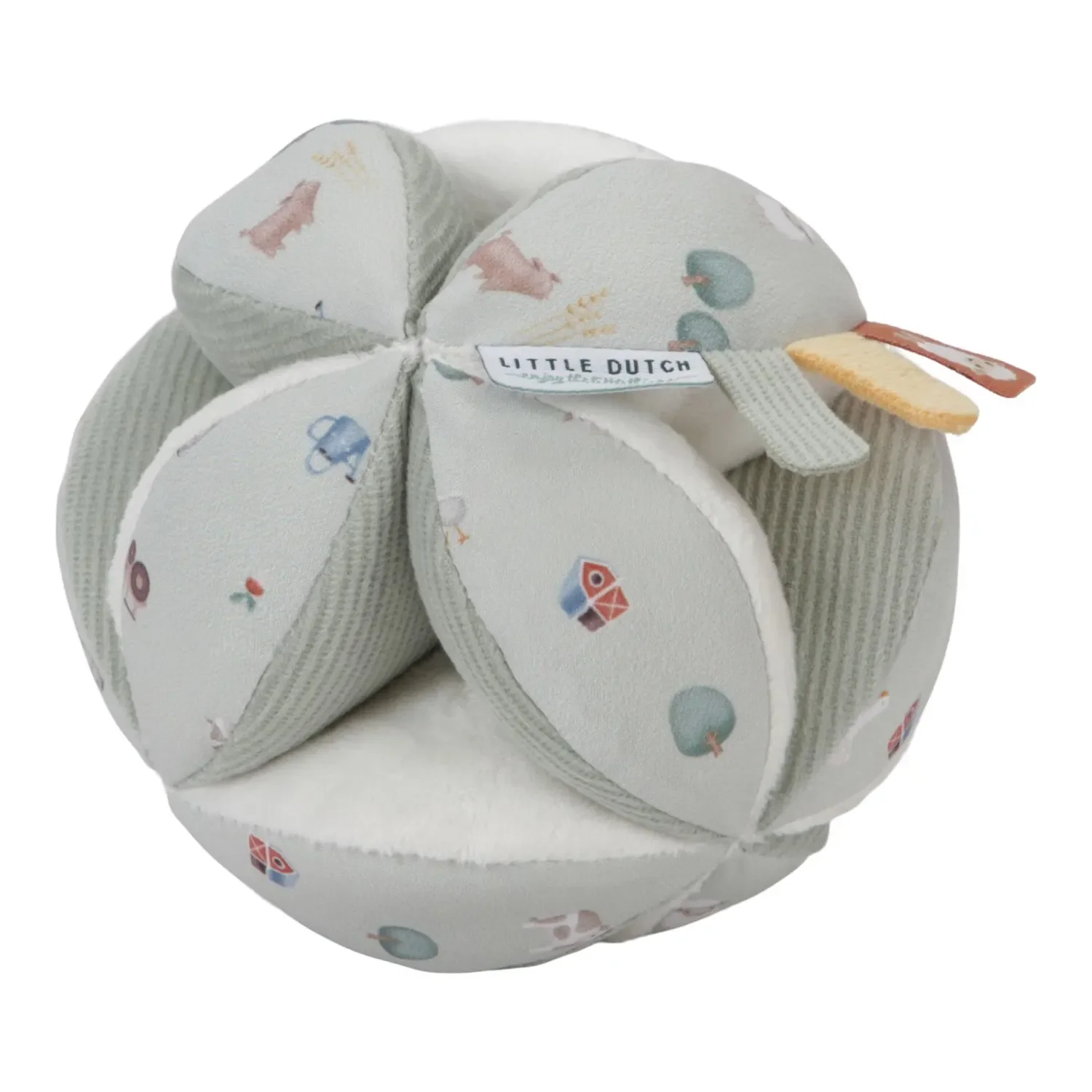 Little Dutch Greifball für Babys Little Farm - Activity Ball mit Rassel, Texturen & Little Farm Design