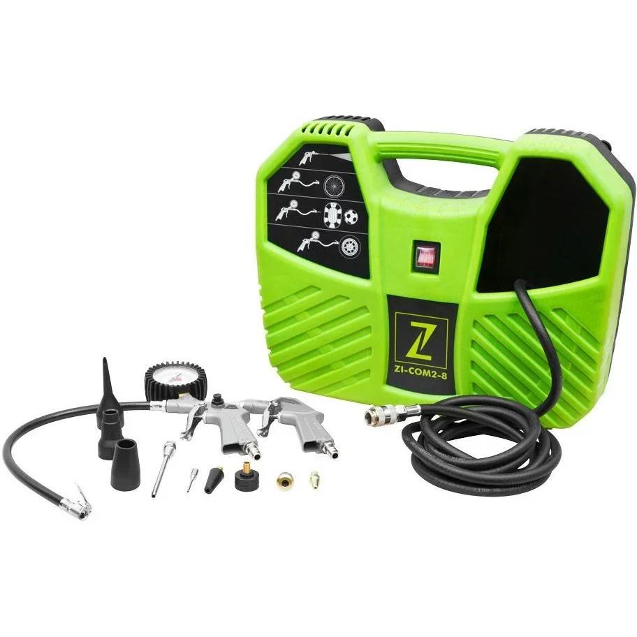 Tragbarer Gehäusekompressor ZI-COM2-8 - 8 bar - 1100W inkl. Zubehörsatz
