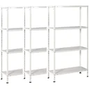 3 Stück Metall-Lagerregal/Regal mit 4 Fachböden - 200kg Kapazität - (HxBxT) 145x72,5x30cm - 50kg pro Fachboden