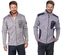 Strickfleece Jacke mit Reißverschluß, Farbe marine/grau melange, Gr. XL