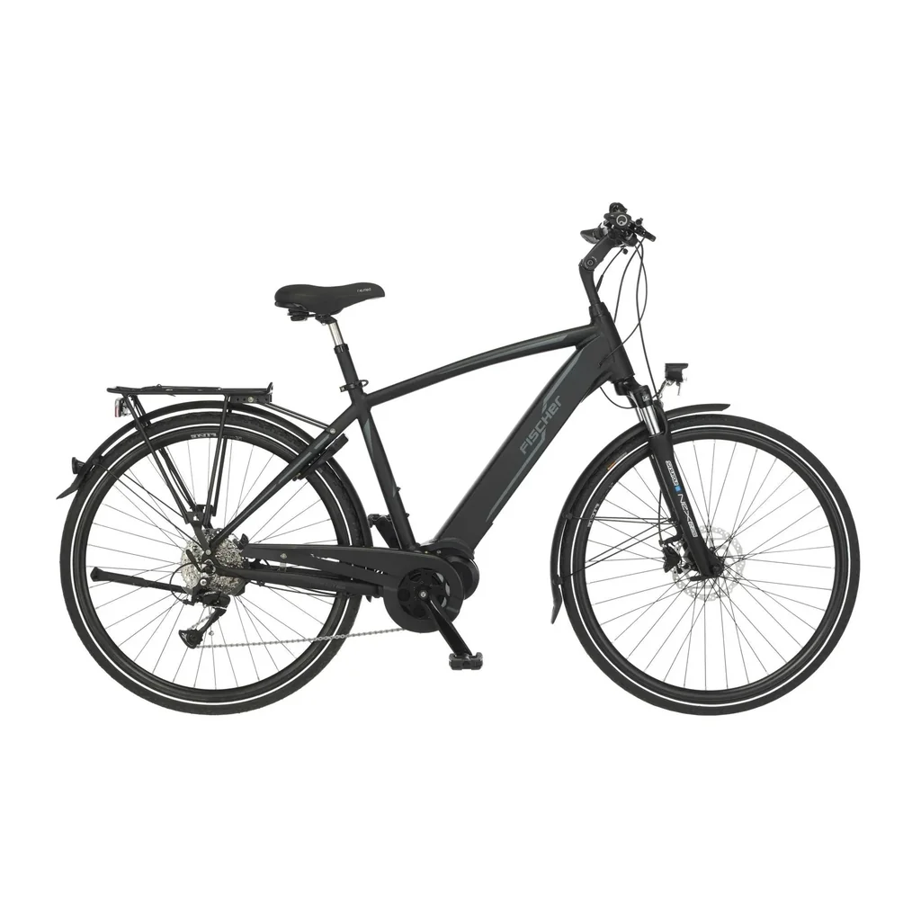 Herren E-Bike Trekking, 28 Zoll, Rahmengröße 50 cm, 9-Gang Kettenschaltung, schwarz matt, VIATOR 4.1i