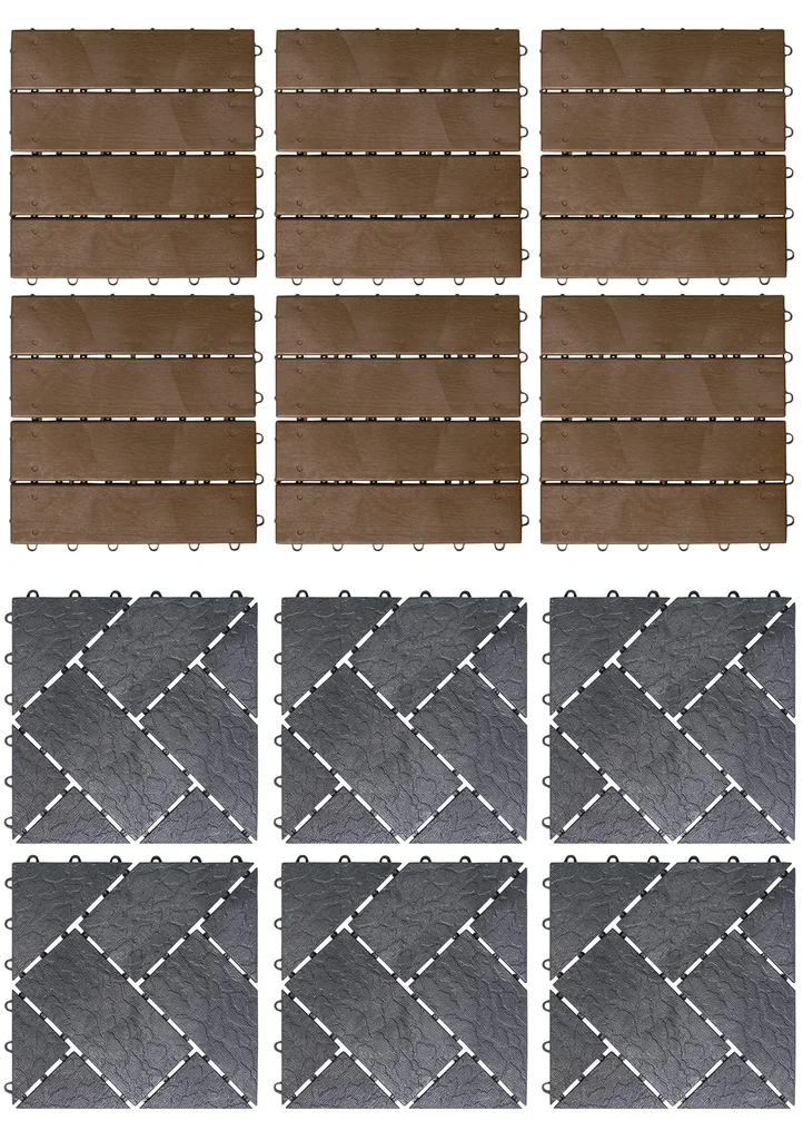Gartenplatten, Schiefer-Optik, 30 x 30 cm, 6er-Set