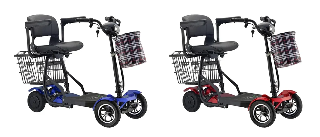4-Rad E-Mobil Assisi 2.0 6 km/h Safety Plus: 36V/15,6Ah Li-Io. mit Gepäck-Tasche/-Korb, Blinker, faltbar, blau