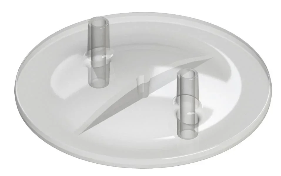 Melkeimerdeckel flach, transparent mit 2 Stutzen, 13mm ID / 17mm AD