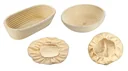Set Gärkorb Peddigrohr mit Baumwollbezug rund
