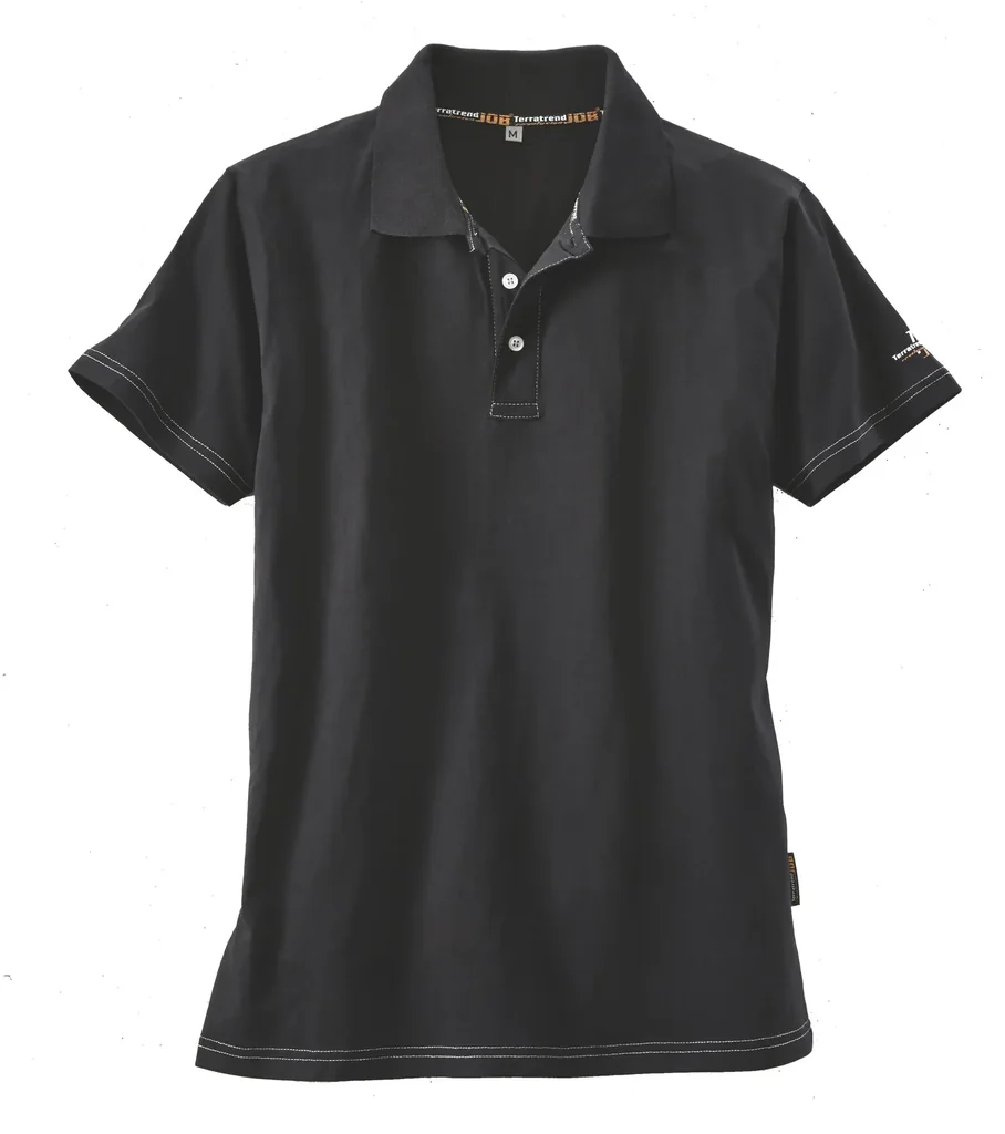 Poloshirt mit Aufdruck, Farbe schwarz, Gr.L