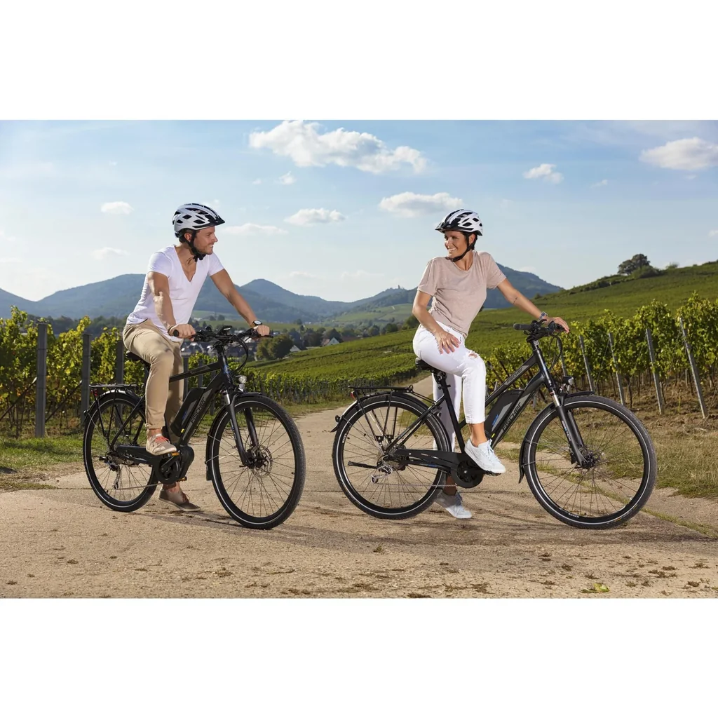 Herren E-Bike Trekking, 28 Zoll, Rahmengröße 55 cm, 10-Gang Kettenschaltung, schwarz matt, VIATOR ETH 1861
