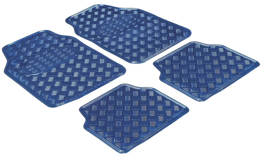 Auto Gummimatten Metallic Riffelblech look schwarz maxi- 4 teilig, 2 Vordermatten 68,5x44,5 cm, 2 Rückmatten 40x44,5 cm