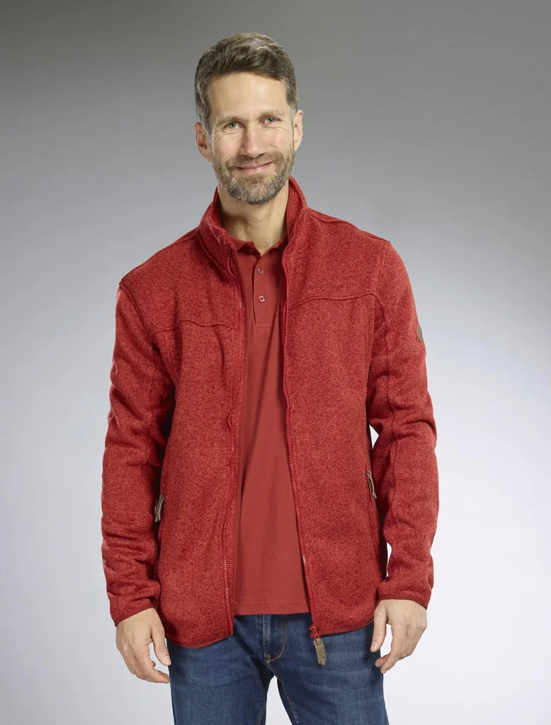 Strickjacke mit Reißverschluss, Farbe rot/melange, Gr.2XL