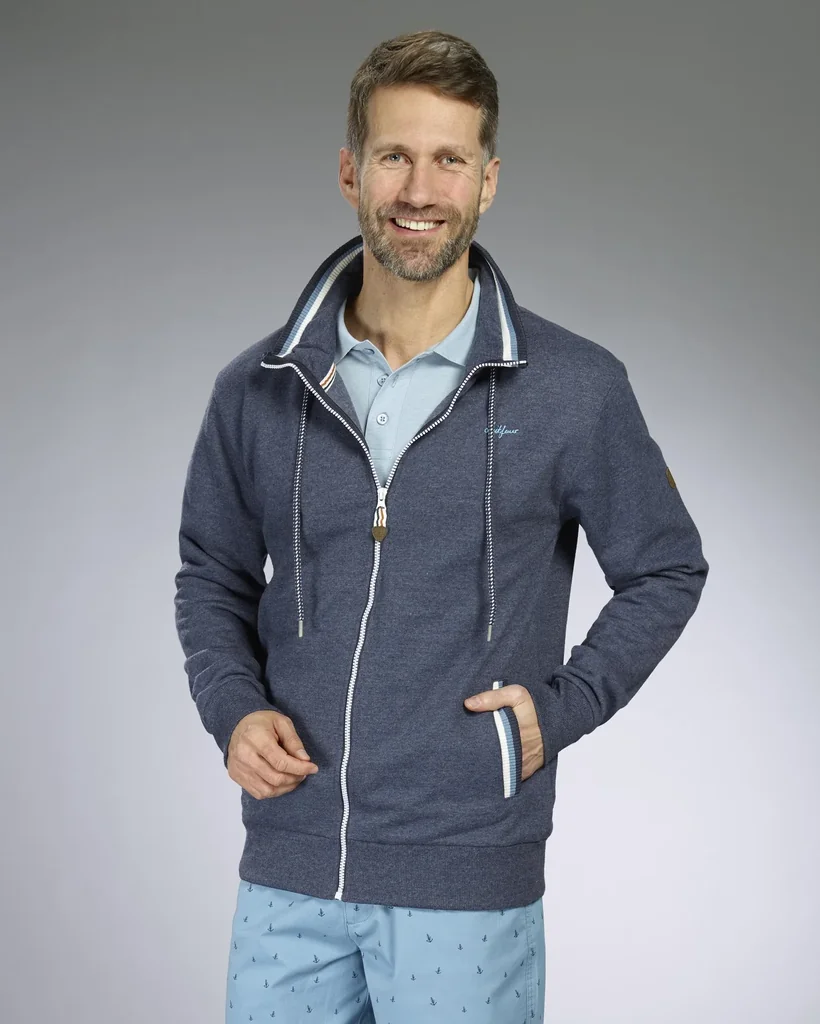 Sweatjacke, Farbe marine/melange, Gr.2XL