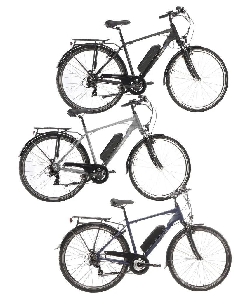 Herren Trekking E-Bike, 28 Zoll, Rahmenhöhe 50 cm, 7-Gang Kettenschaltung, Silber matt, Eifel