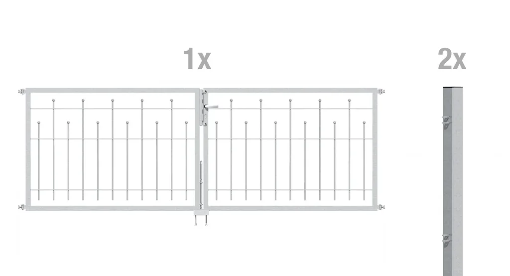 Doppeltor-Set Madrid inkl. Pfosten 3 x 0,8 m feuerverzinkt