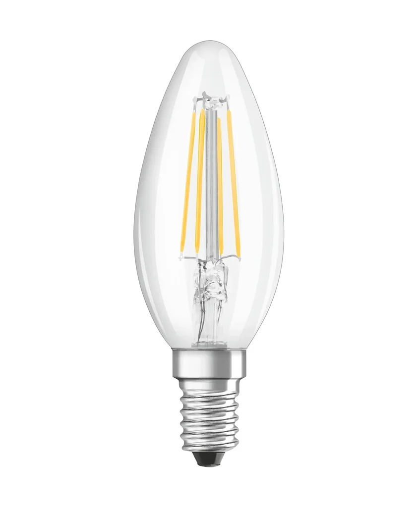 LED STAR FILAMENT Kerze mit 4 Watt, E14, kaltweiß, klar