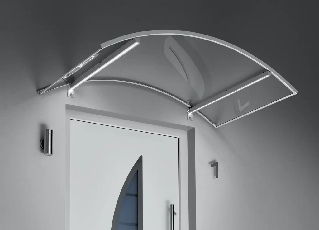 Bogenvordach mit LED-Technik, 1500 x 900 x 250 mm, Farbe weiß