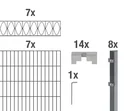 Doppelstabmattenzaun Sets anthrazit mit Dekorelement "Eleganz", Länge: 14 m, Höhe: 100 cm