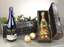 Geschenk-Box aus Holz mit Griff und 1 Flasche Winter-Secco, 750 ml