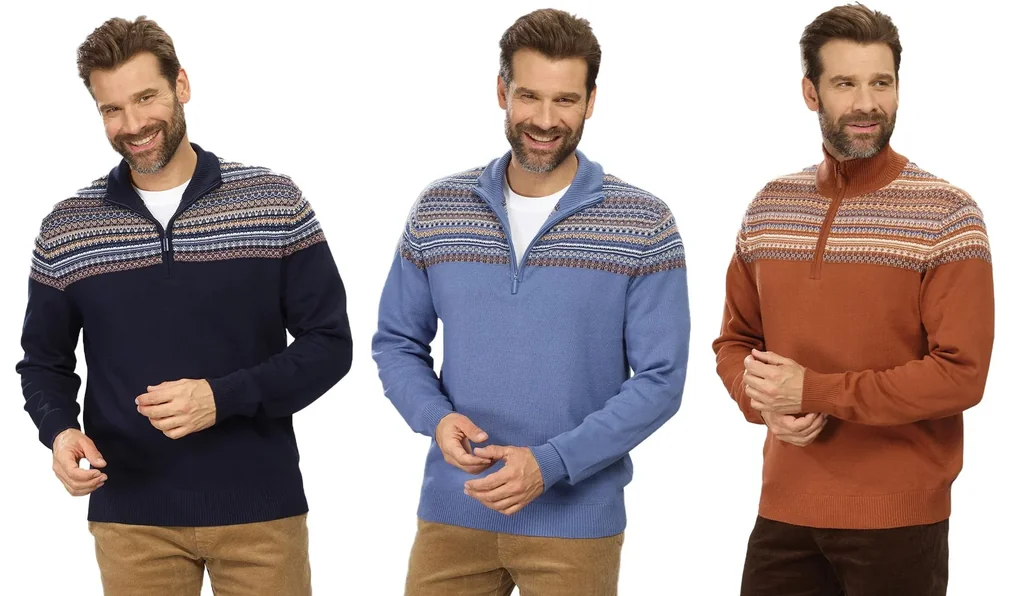 Pullover mit Norwegermuster, Farbe braun, Gr.M