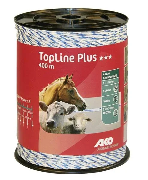 Weidezaunlitze "Top Line", weiß/blau - 400 m