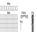 Doppelstabmattenzaun Sets anthrazit mit Dekorelement "Eleganz", Länge: 12 m, Höhe: 160 cm