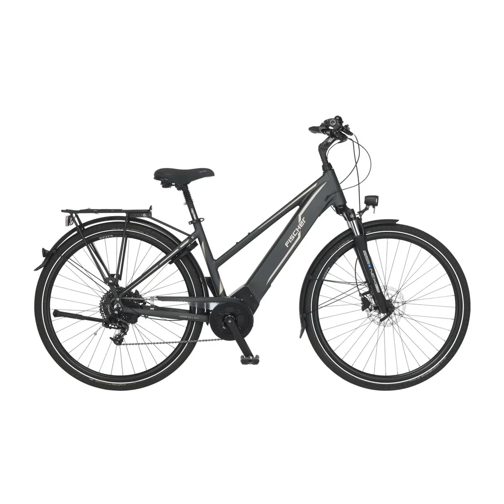 Damen E-Bike Trekking, 28 Zoll, Rahmengröße 49 cm,10-Gang Kettenschaltung, schiefergrau matt, VIATOR 5.0i