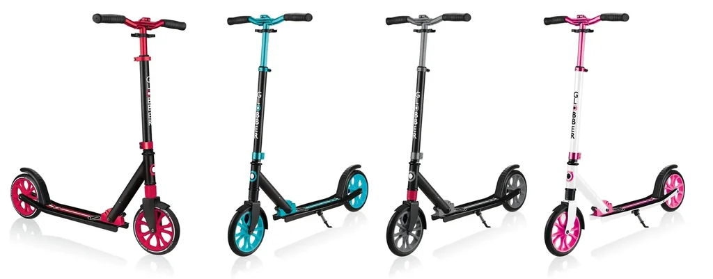 NL 205 Tretroller, 205 mm, ABEC 7, höhenverstellbar, Frontfederung, Klappmechanismus, schwarz-rot