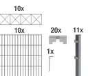 Doppelstabmattenzaun Sets anthrazit mit Dekorelement "Nexus"", Länge: 20 m, Höhe: 160 cm