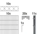 Doppelstabmattenzaun Sets anthrazit mit Dekorelement "Bergen", Länge: 20 m, Höhe: 120 cm