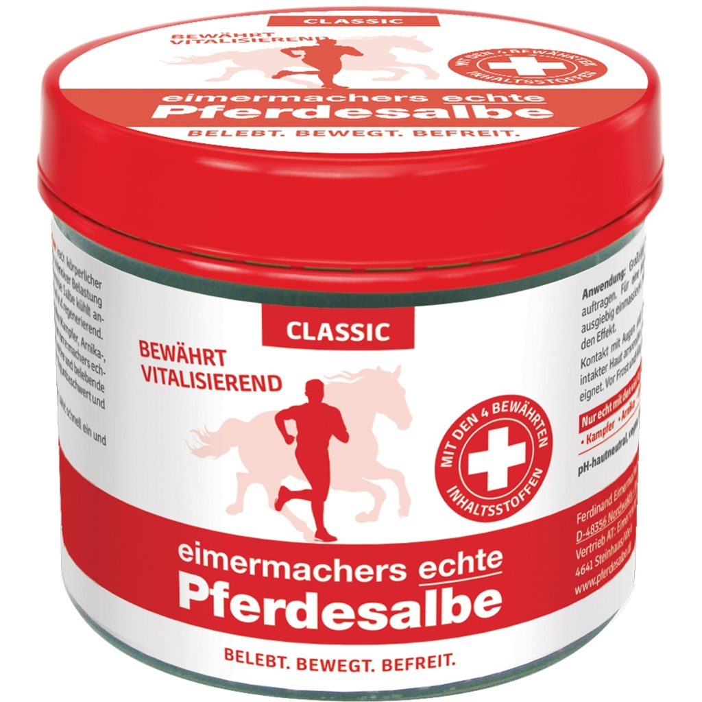 eimermachers echte Pferdesalbe Classic – kühlendes Gel für Menschen mit Kampfer & Arnika, 200 ml Dose