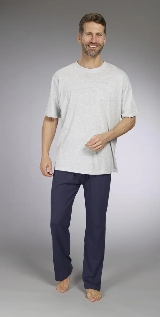 Herren Pyjama, Farbe grau/marine, Gr.2XL
