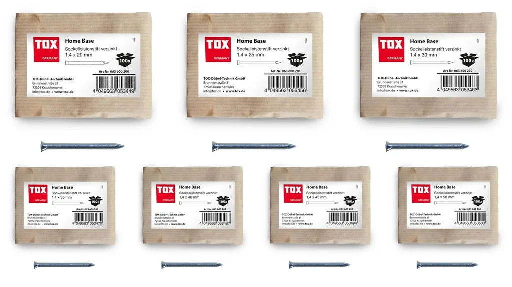 Sockelleistenstifte Home Base 1,4 x 25 mm verzinkt, 100 Stück